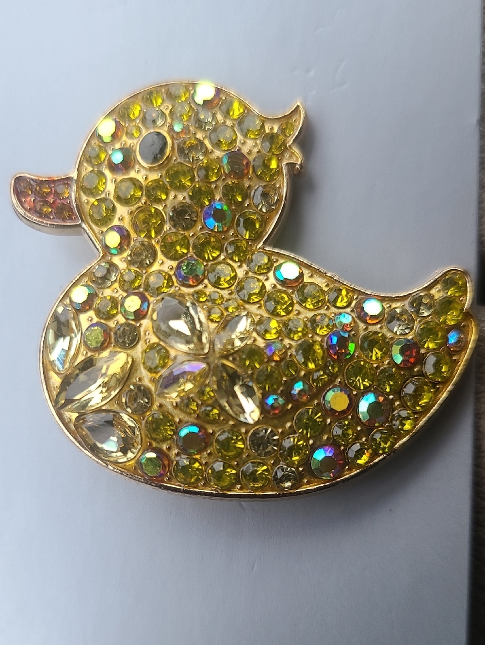 Yellow Crystal Duck Brooch